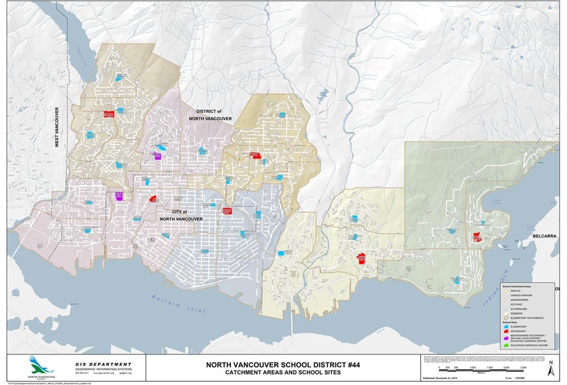 지도 노스 밴쿠버의 학구