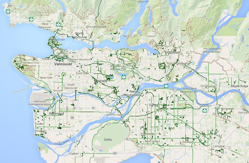 지도 metro vancouver 자전거
