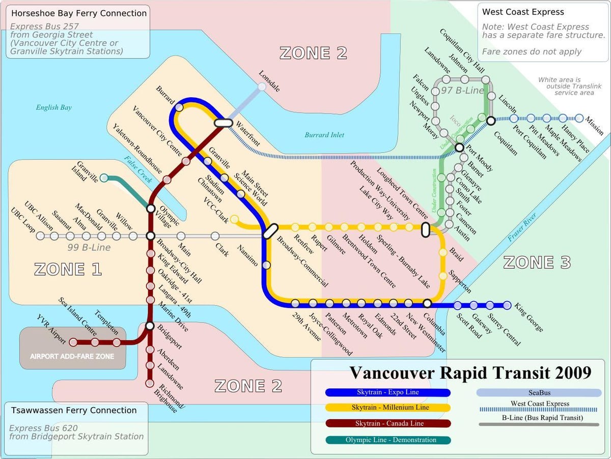 vancouver skytrain 대 지도