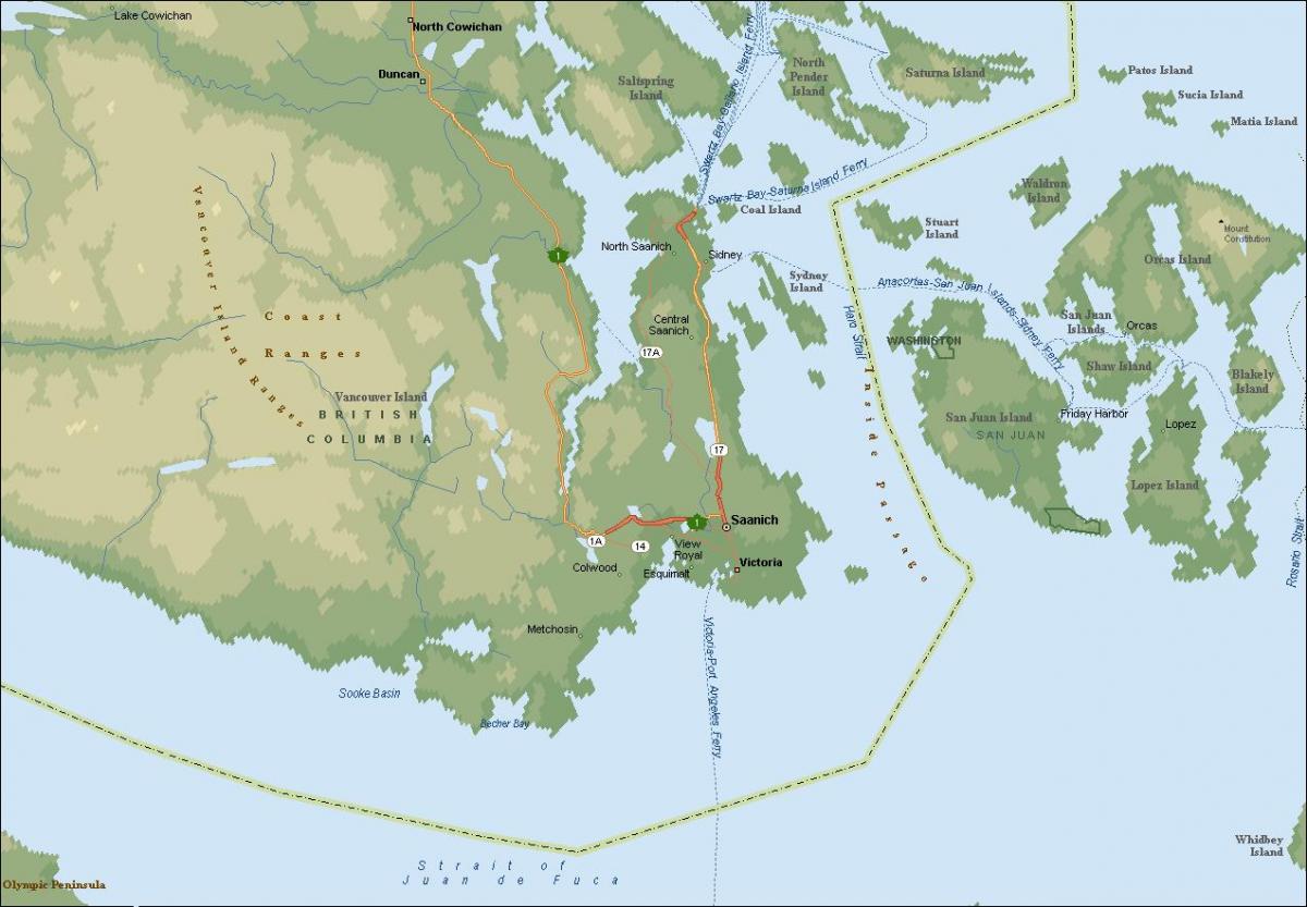 지도의 니치 밴쿠버 아일랜드