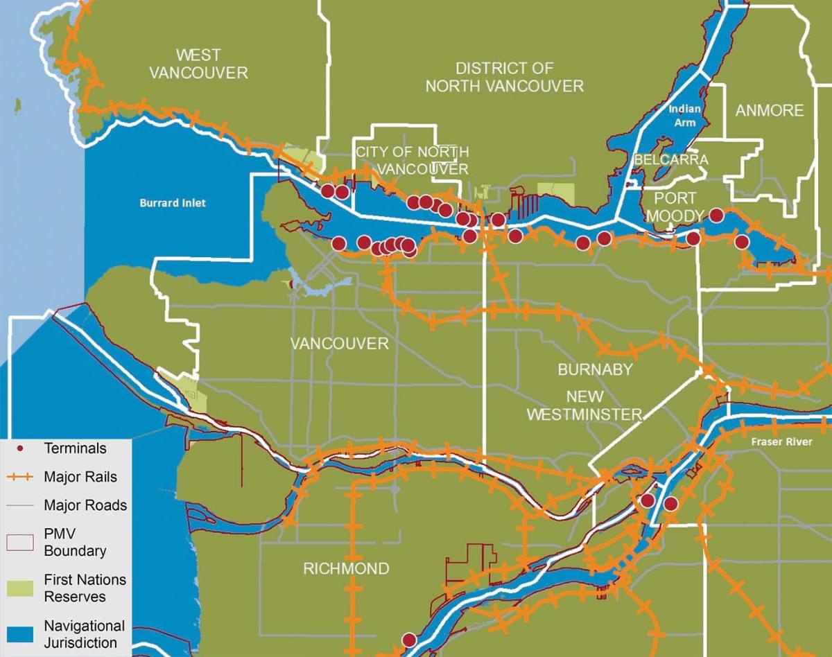 지도의 도시의 노스 밴쿠버