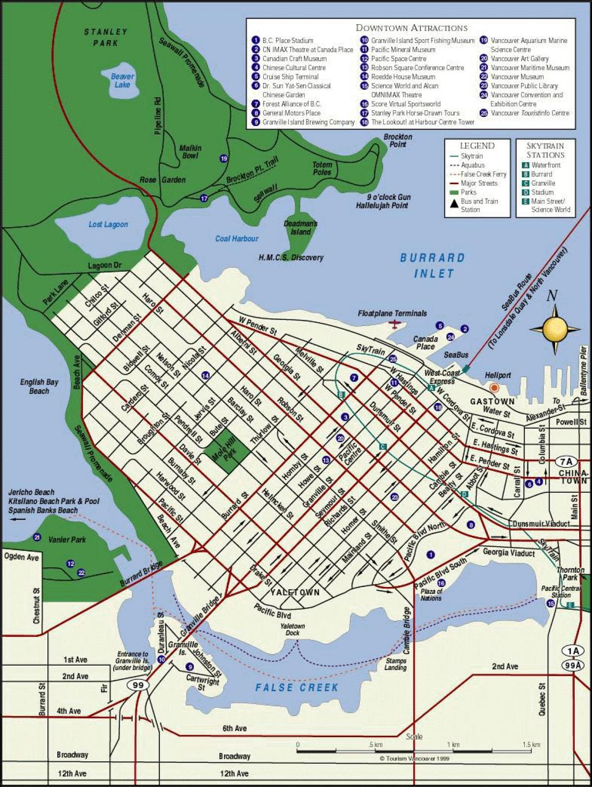 지도의 밴쿠버 시티 센터