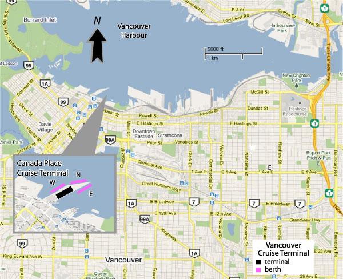 밴쿠버 크루즈 선박 포트 맵