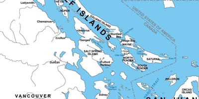 지도 북부의 gulf islands 