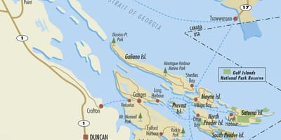 지도 gulf islands bc canada