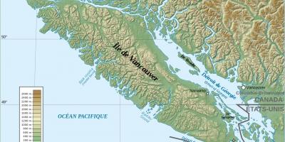 지도의 지형 밴쿠버 아일랜드