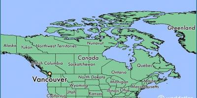 캐나다의 지도를 보여주는 밴쿠버